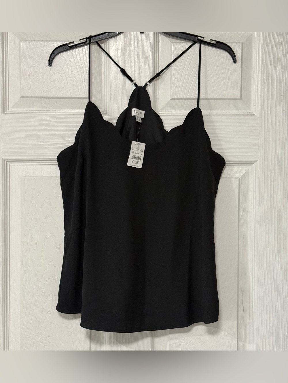 J. Crew Racerback Scallop Neck Cami Top - Black Size 10 NWT